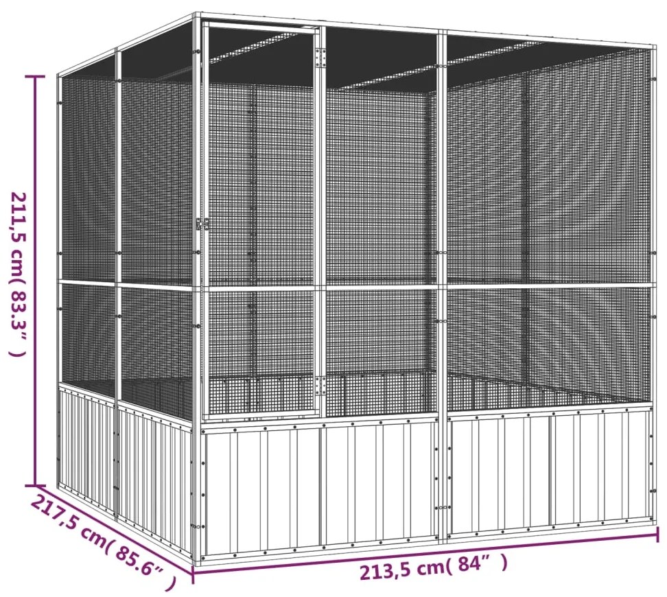 Gaiola pássaros 213,5x217,5x211,5 cm aço galvanizado antracite