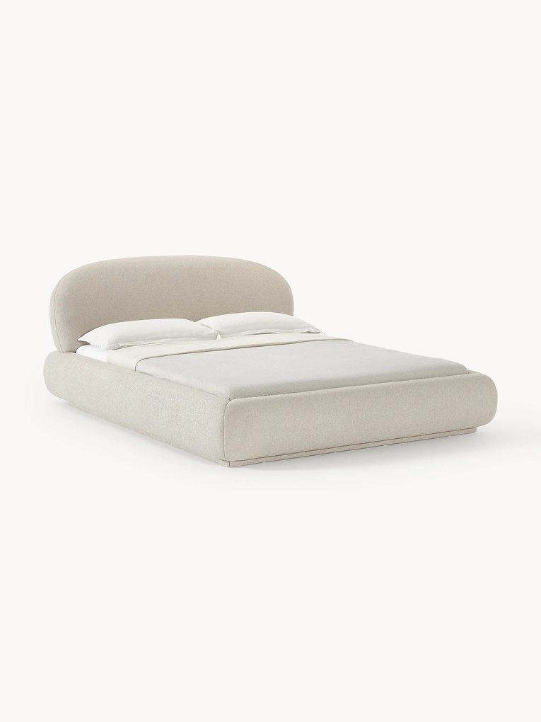 Bouclé Upholstered Bed Alba with Rounded Corners