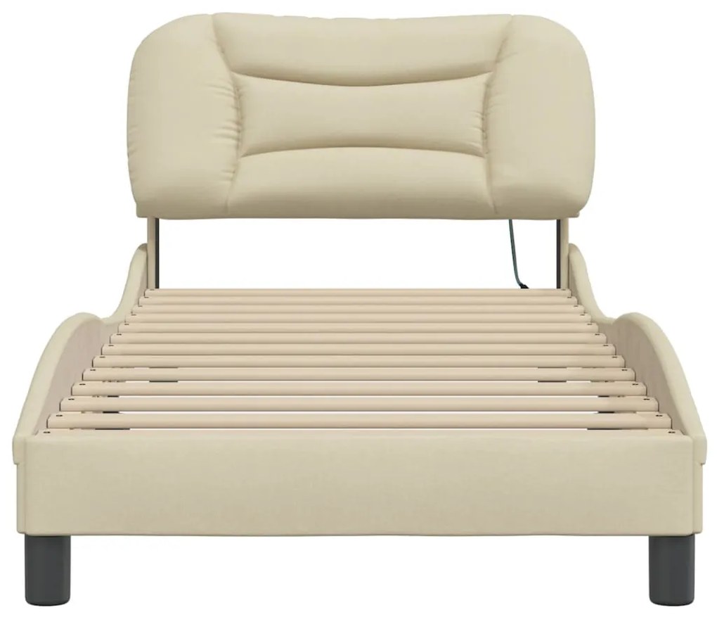 Estrutura de cama com LED sem colchão 90x200 cm tecido creme
