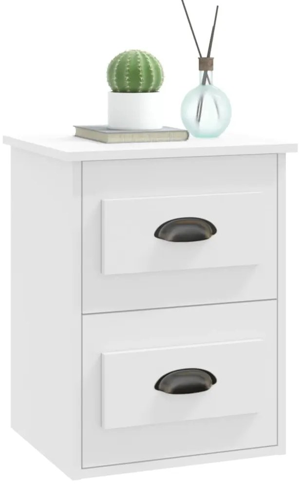 Mesas de cabeceira de parede 2 pcs 41,5x36x53 cm branco