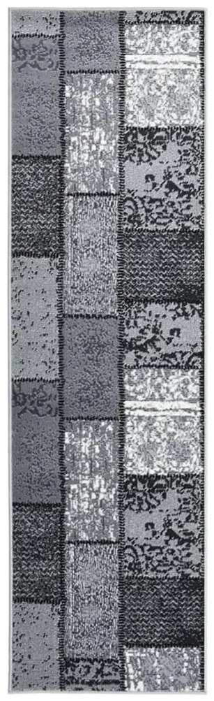 vidaXL Passadeira c/ padrão de blocos 60x250 cm polipropileno cinzento
