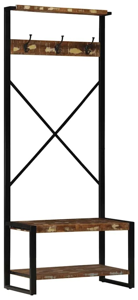 vidaXL Suporte para roupas 80x40x190 cm madeira reciclada maciça