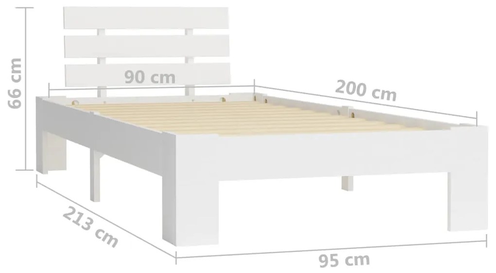 Estrutura de cama 90x200 cm pinho maciço branco