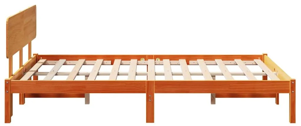 Cama com Cabeceira Marrom Encerada 120 x 190 cm em Madeira de Pinho Só