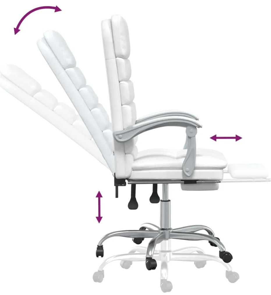 Cadeira escritório massagens reclinável couro artificial branco