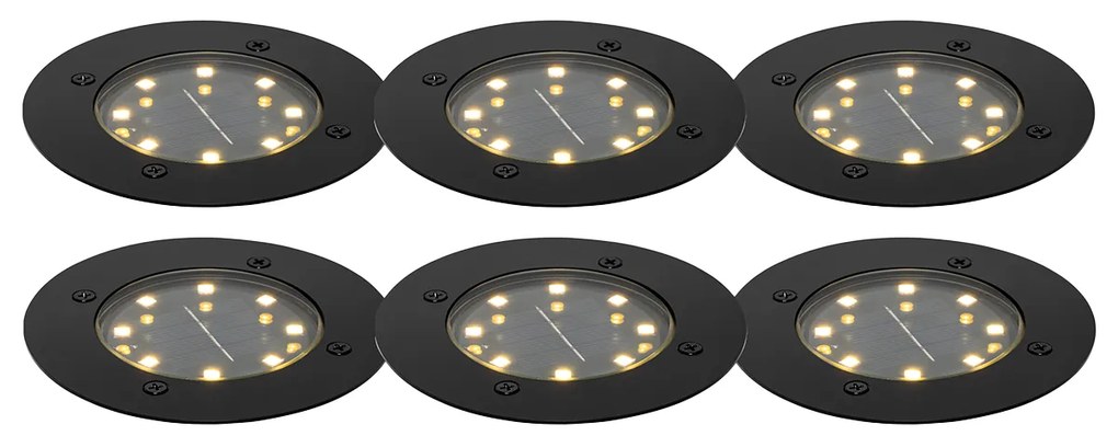 Conjunto de 6 Focos de Chão Pretos Incl. LED IP65 Solar - Terry