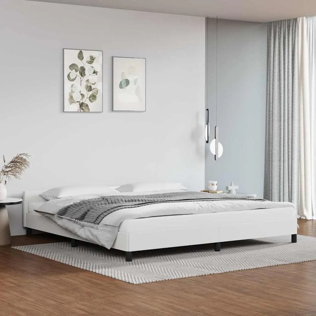 Estrutura de cama c/ cabeceira sem colchão 200x200 cm branco