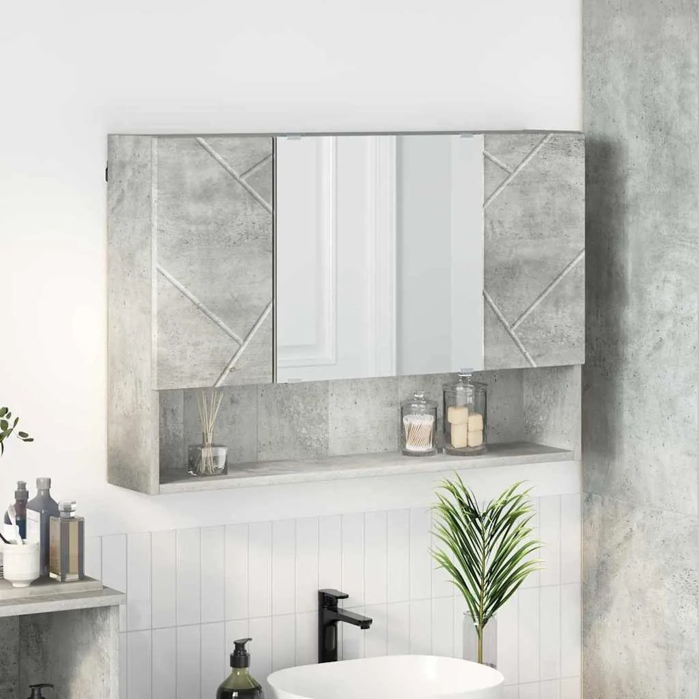 vidaXL Armário de Espelho Cinzento 80 x 17 x 55 cm Madeira processada