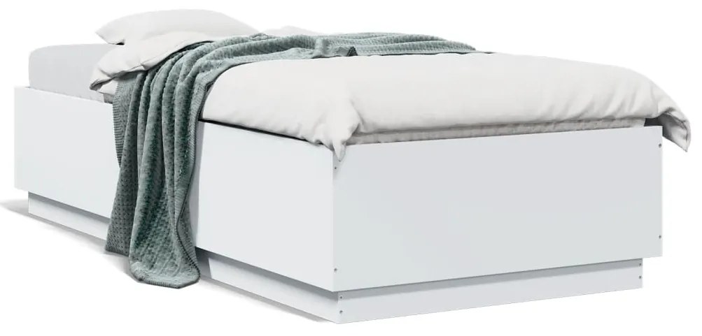 vidaXL Estrutura cama c/ luzes LED 90x200 cm derivados madeira branco
