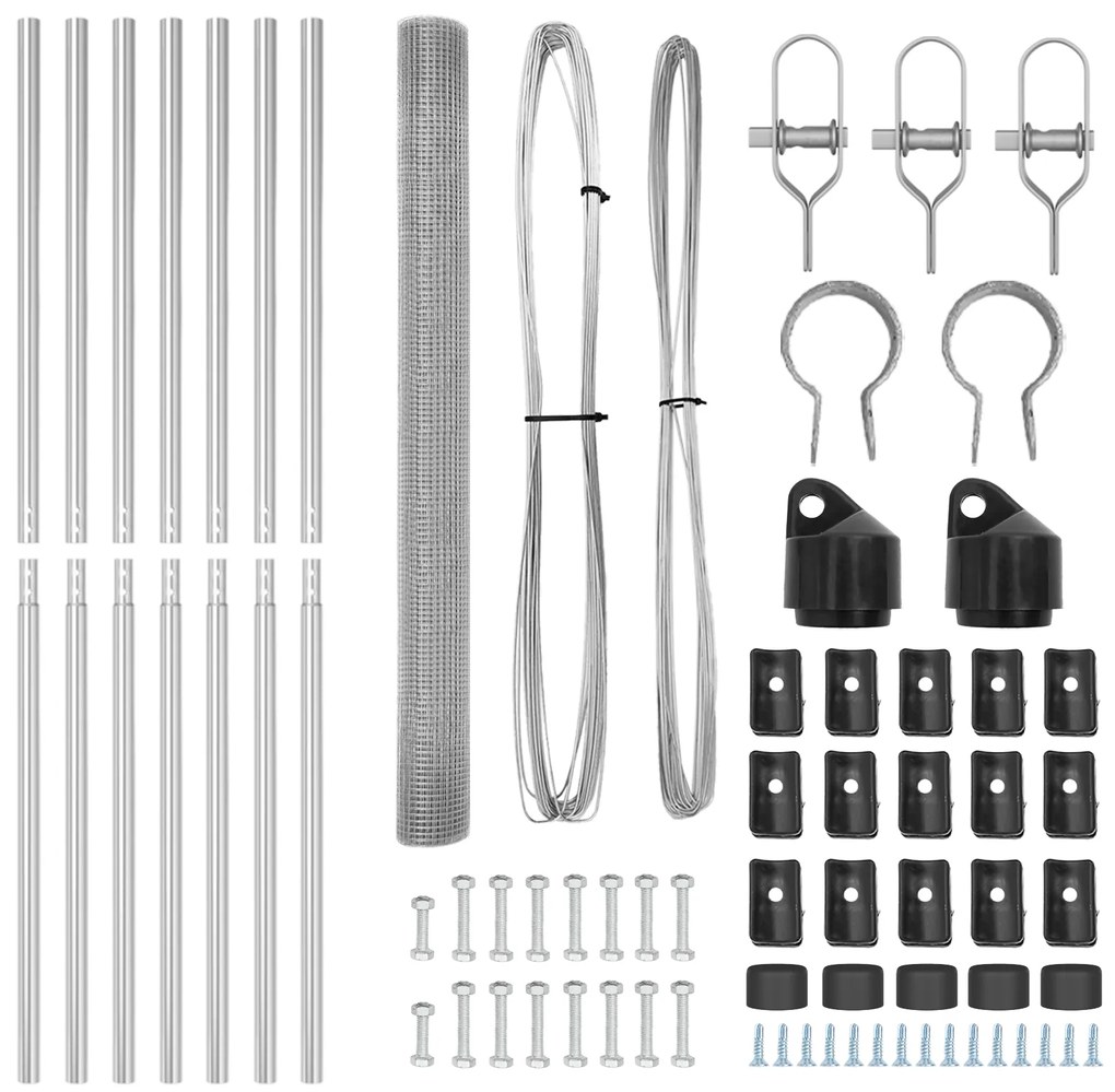 Conjunto de Postes de Cerca Conjunto de 2 Aço Galvanizado