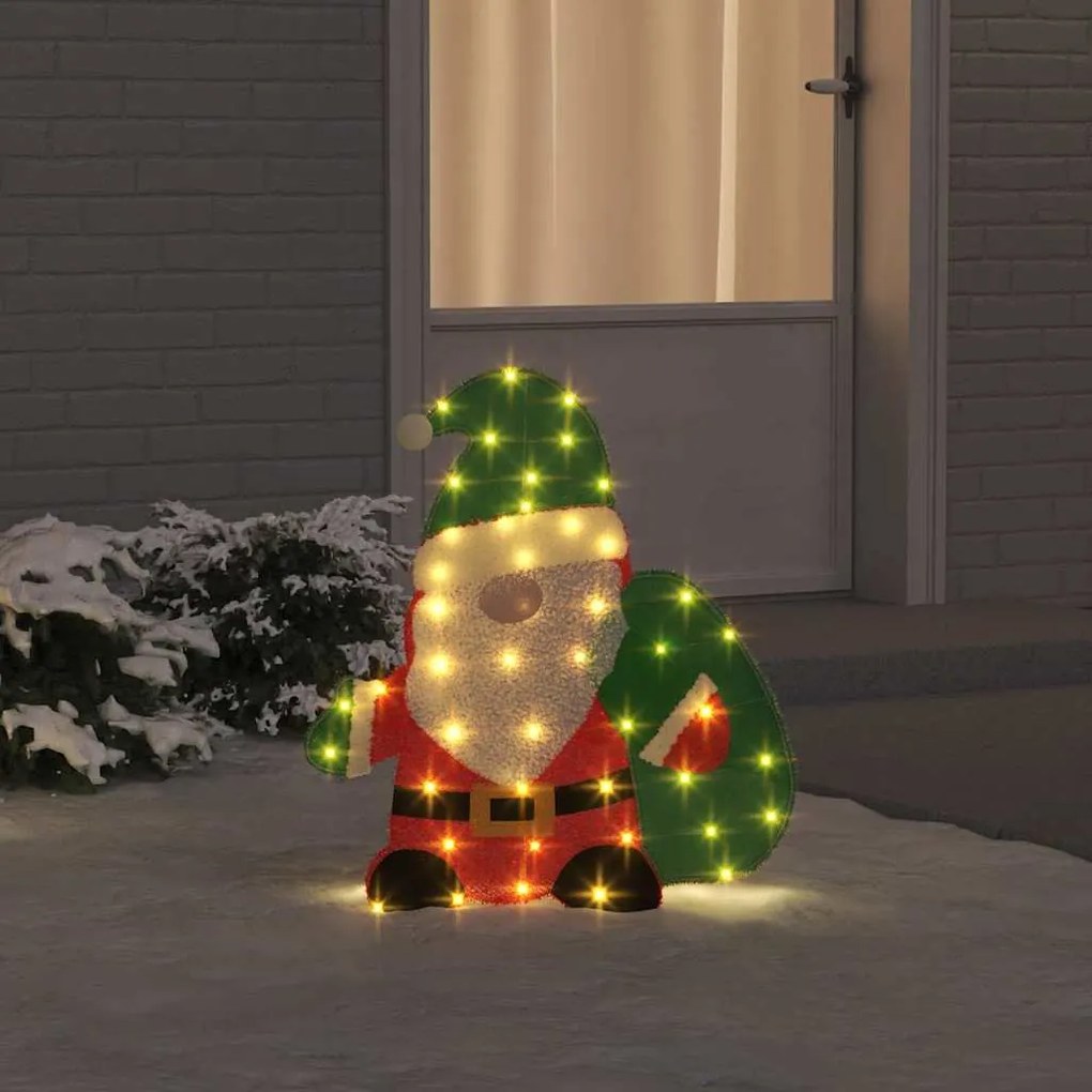 vidaXL Papai Noel Iluminado com 60 LEDs Branco quente 70 x 62 cm