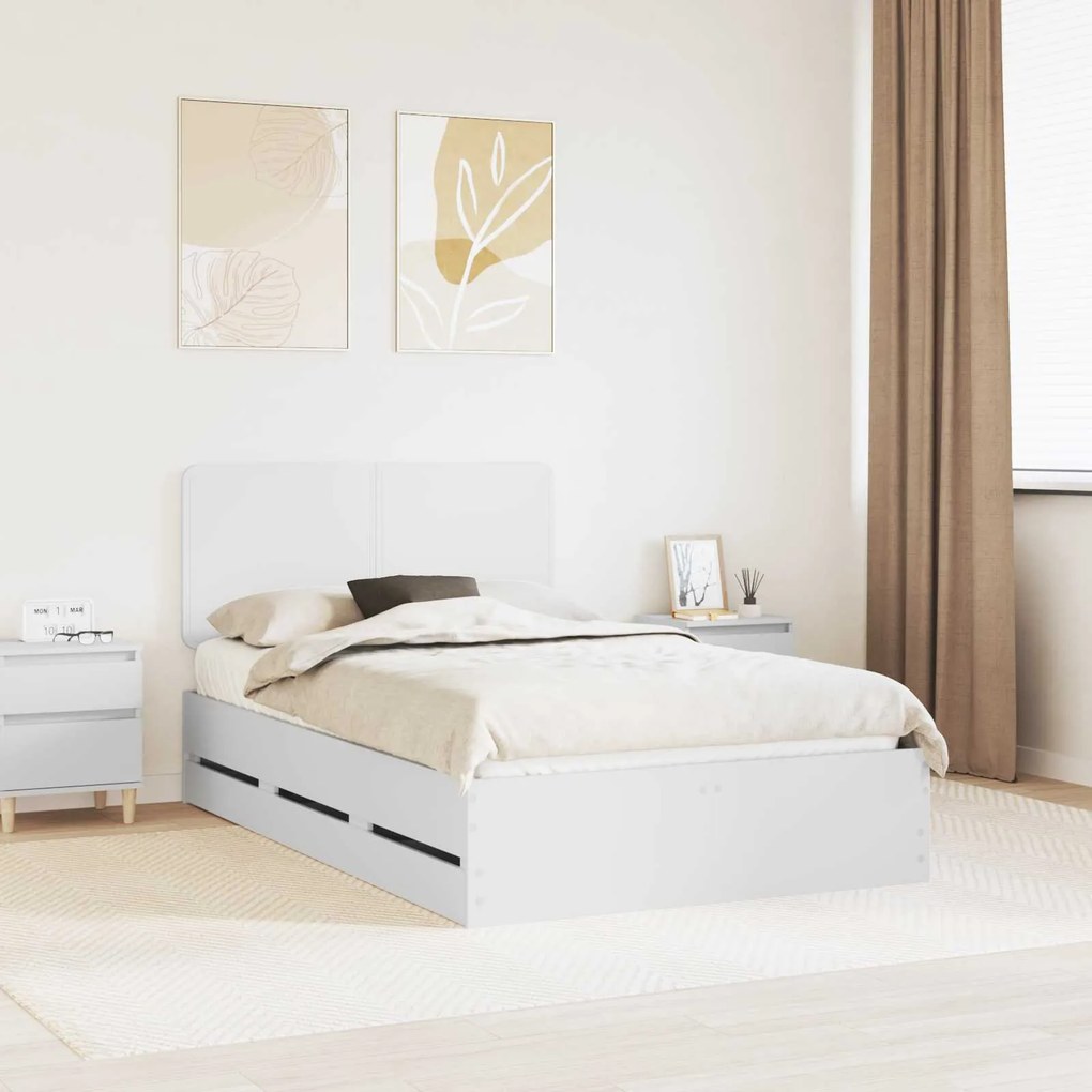 vidaXL Estrutura da Cama Branco 120 x 190 cm Madeira de Engenharia