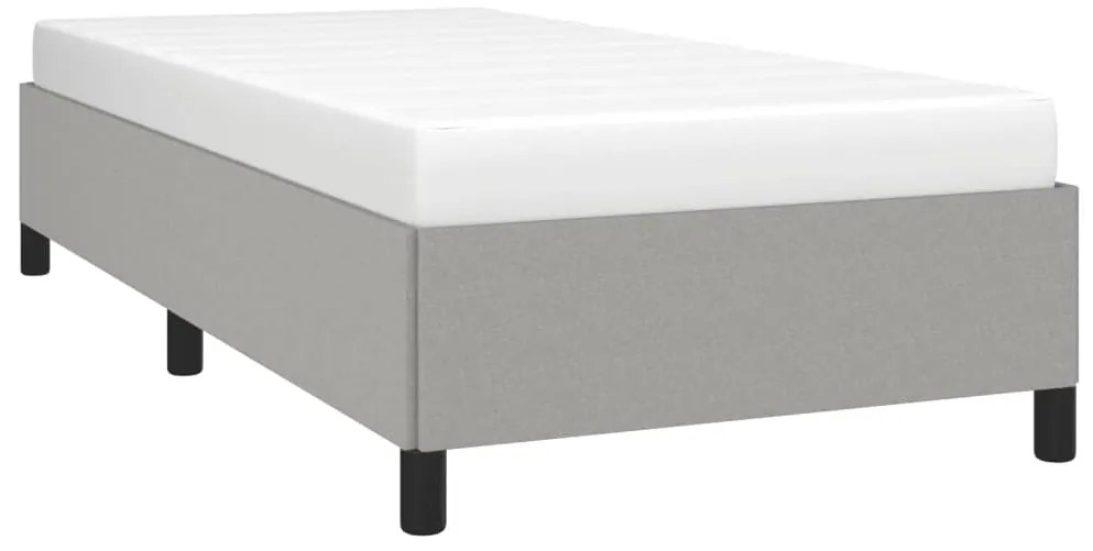Estrutura de cama sem colchão 100x200 cm tecido cinzento-claro