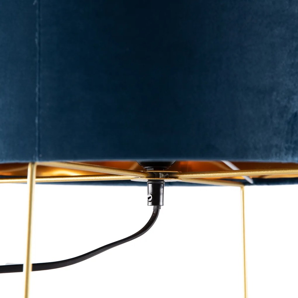 Candeeiro de mesa moderno azul com dourado - Rosalina Moderno