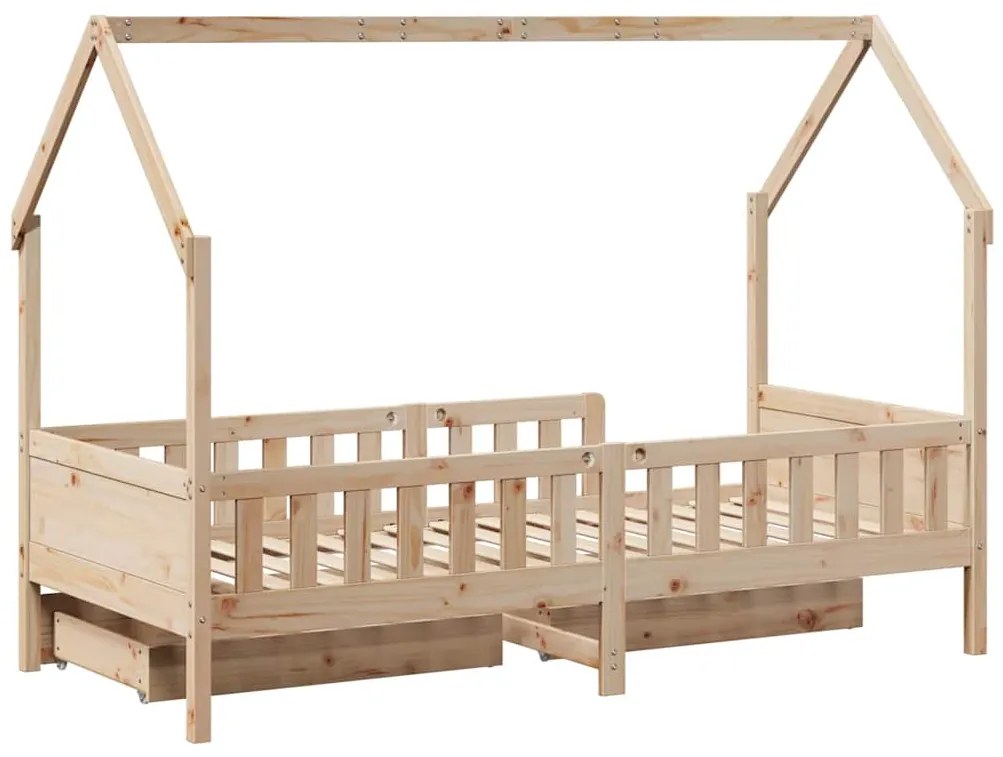 Estrutura de cama infantil c/ gavetas 80x200 cm pinho maciço