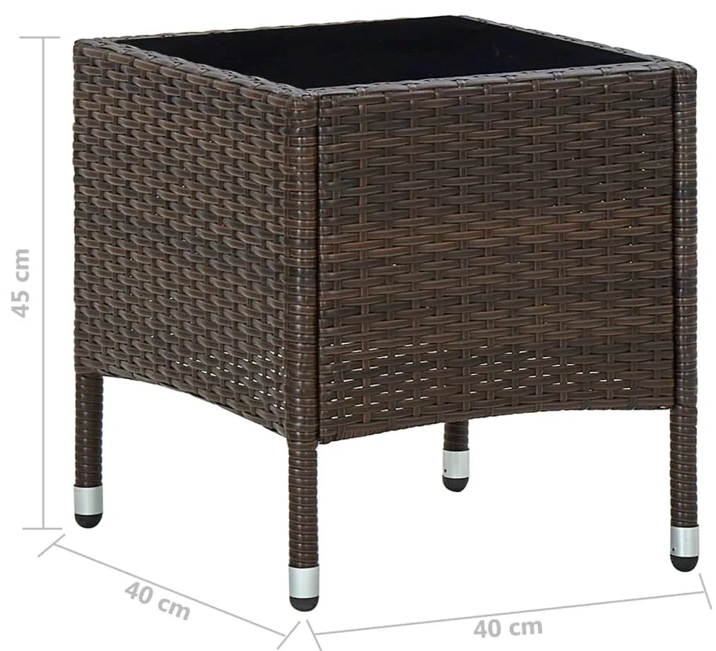 Mesa de jardim 40x40x45 vime PE castanho