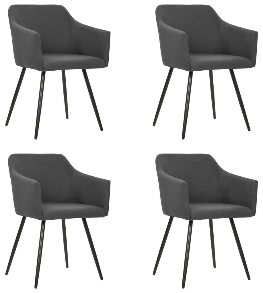 vidaXL Cadeiras de jantar 4 pcs tecido cinzento-escuro