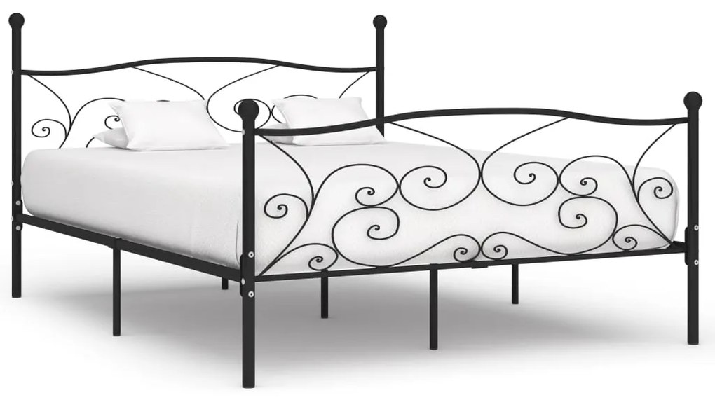 vidaXL Estrutura de cama com estrado de ripas 180x200 cm metal preto