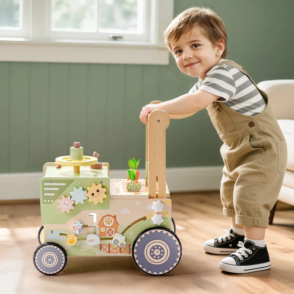 Andador de madeira para bebés 39 cm x 27 cm x 49 cm Green Farm