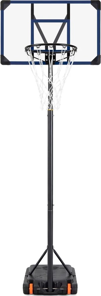 Cesto de basquetebol infantil com altura ajustável (206-273,5 cm), base recheável, rodas, para interior e exterior, preto