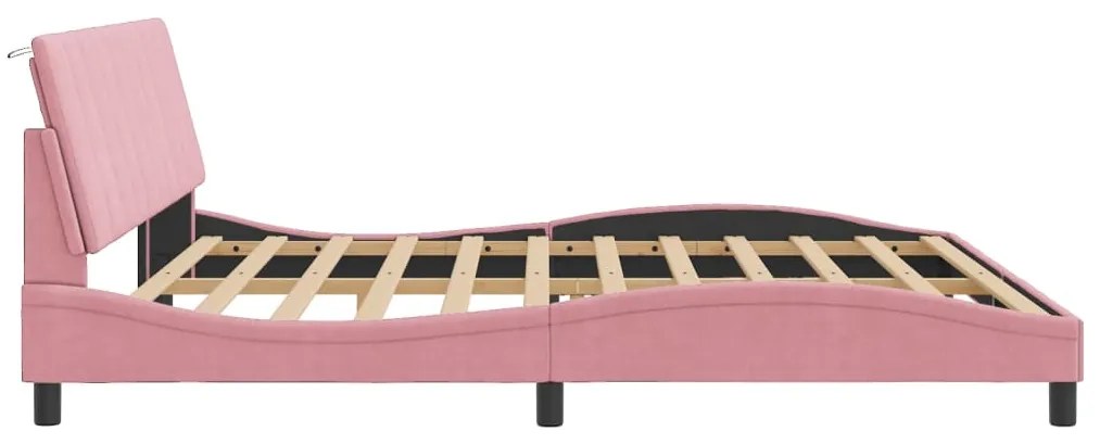 Estrutura de cama c/ luzes LED 200x200 cm veludo rosa
