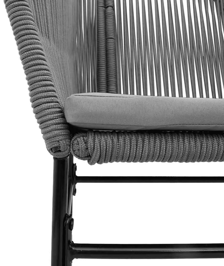 Conjunto jantar jardim 5 peças almofadas vidro vime cinzento PE