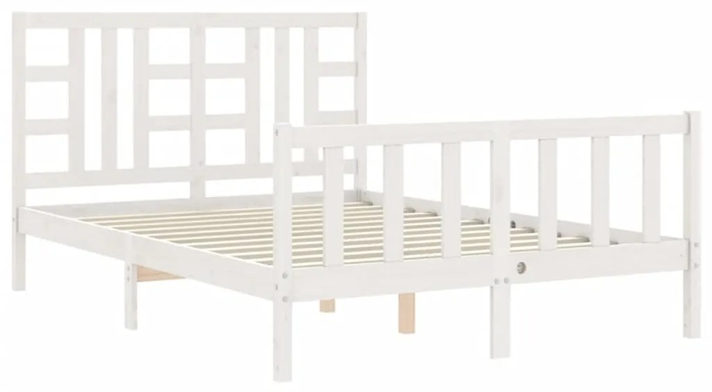 Estrutura de cama com cabeceira 140x200cm madeira maciça branco