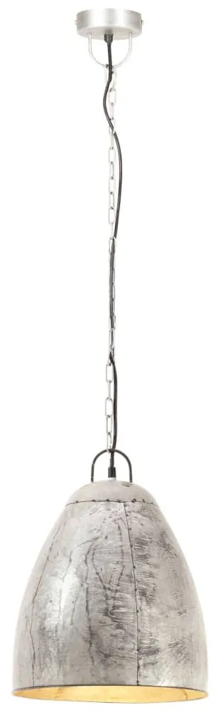 Candeeiro suspenso industrial redondo 25 W 32 cm E27 prateado