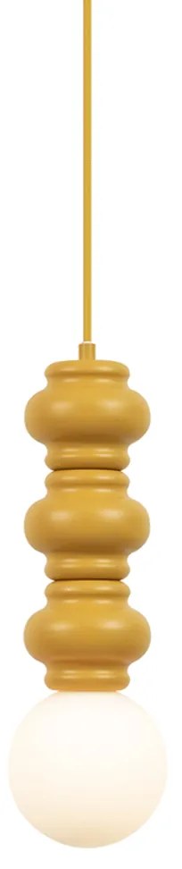 Candeeiro Pendente Retro Mostarda Amarelo com Vidro Fosco - Fedde