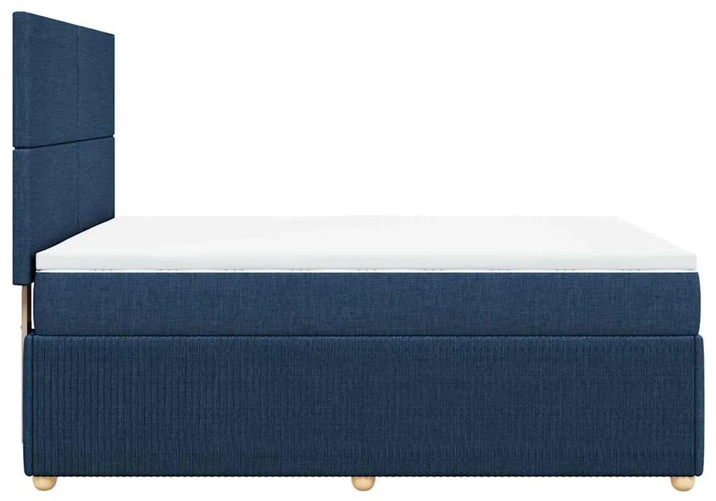 Cama com molas/colchão 160x200 cm tecido azul