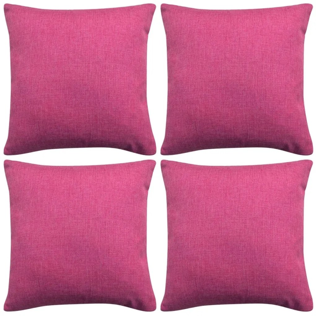 vidaXL Capa de almofada 4 pcs linho em rosa 40x40 cm