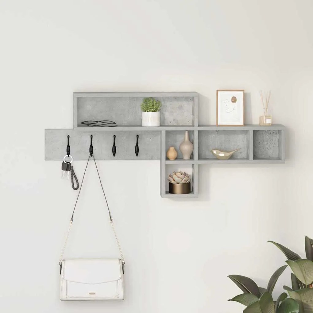vidaXL Cabideiro de Parede Cinza concreto 100 x 12 x 43.5 cm