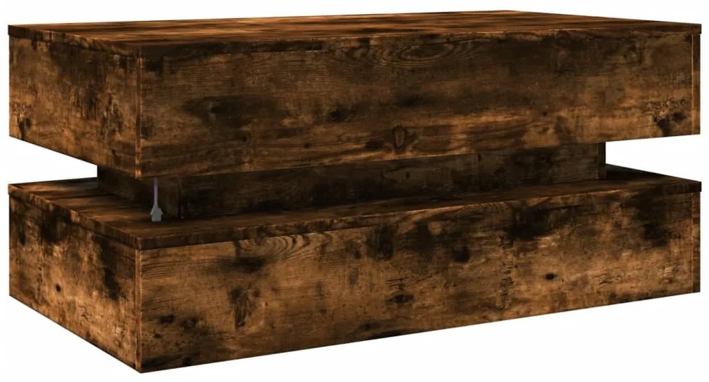 Mesa de centro com luzes LED 90x50x40 cm carvalho fumado