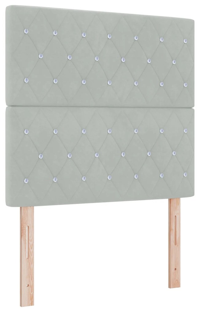 Cama Box Spring com Colchão Cinza Claro 90x200 cm Veludo