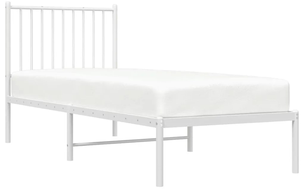 Estrutura de cama com cabeceira 75x190 cm metal branco