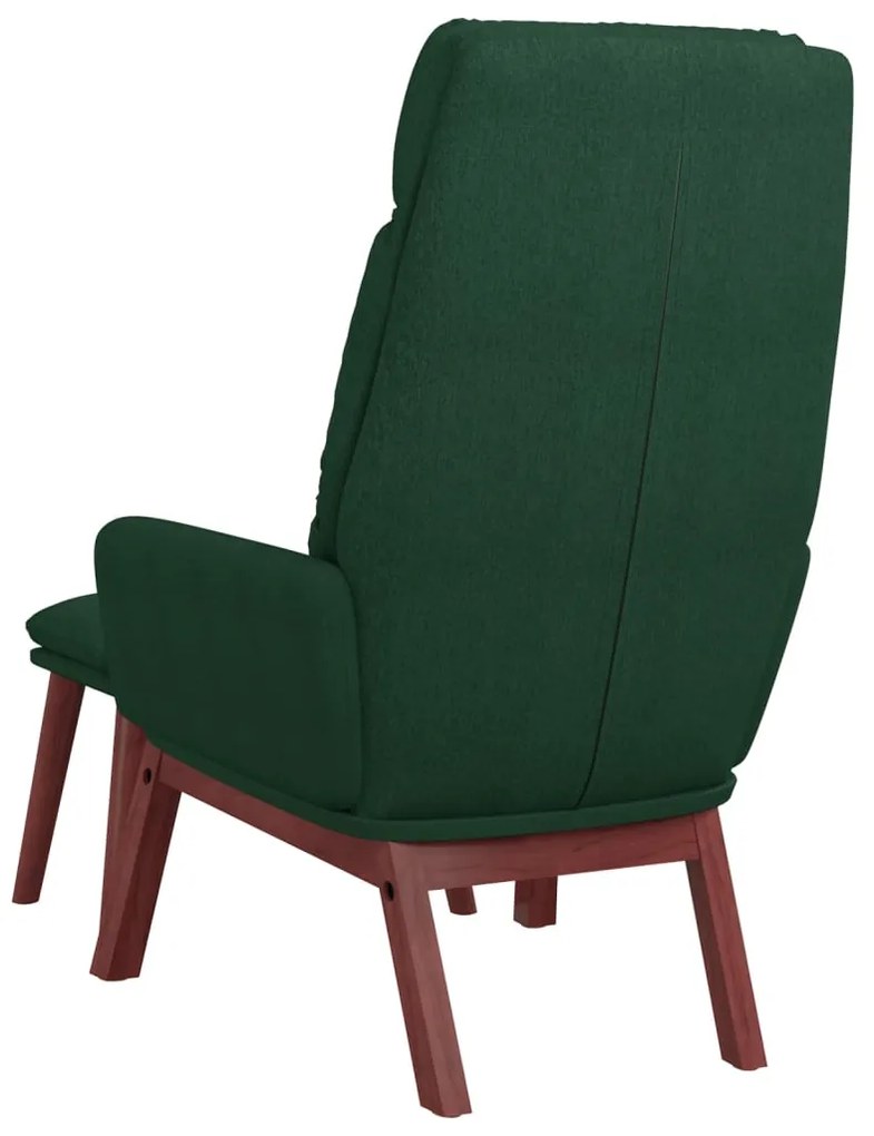 Cadeira de descanso com banco tecido verde-escuro