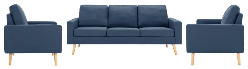 vidaXL 3 pcs conjunto de sofás tecido azul