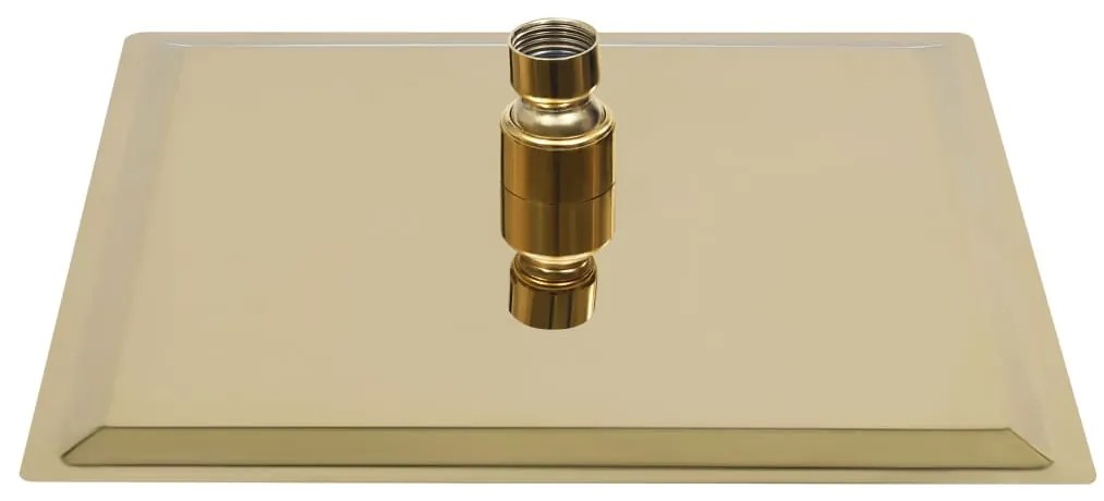 Cabeça de chuveiro quadrada 20x20 cm aço inoxidável dourado