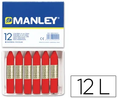 Lápis de Cera Manley 12 Unidades Vermelho Escarlata