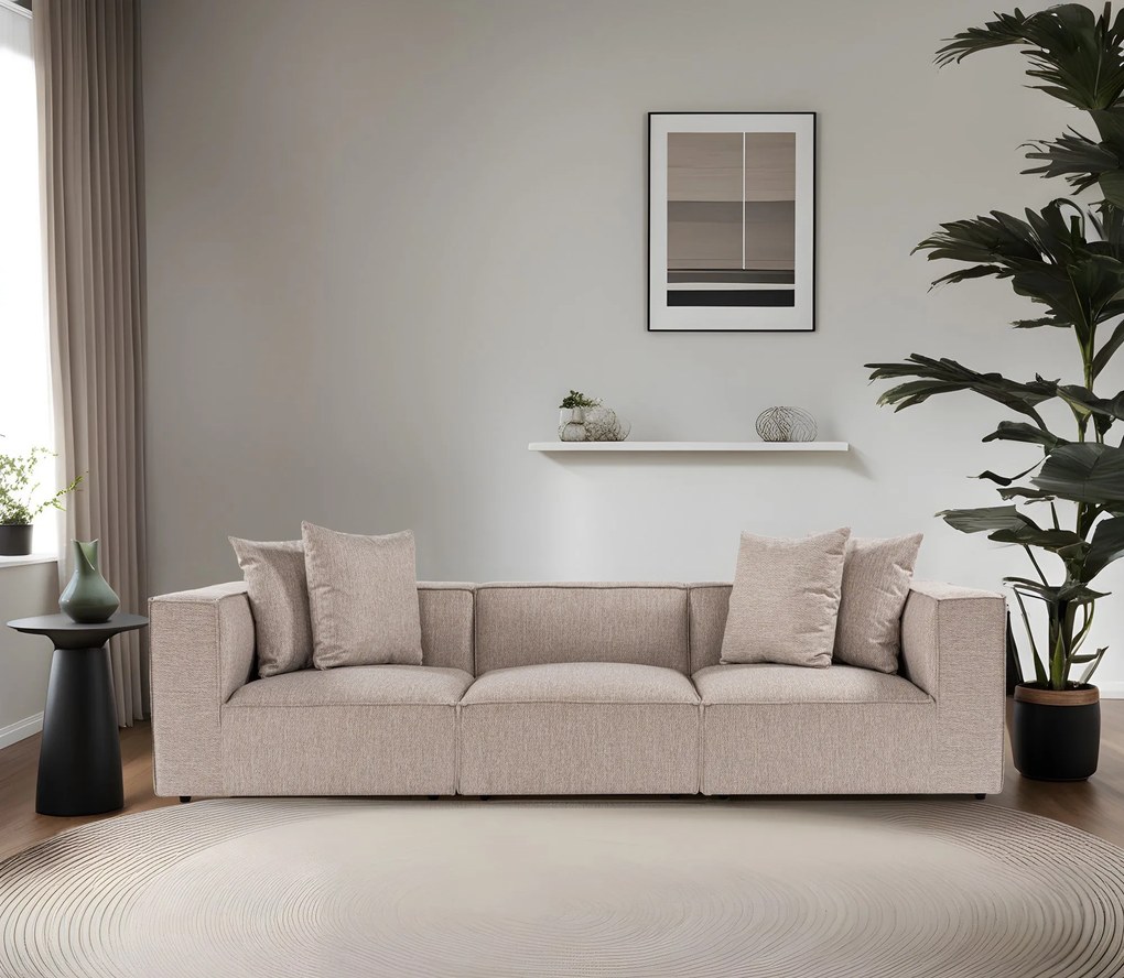 Sofá de 3 Lugares Sora – Bege Areia – 270 cm x 65 cm x 95 cm
