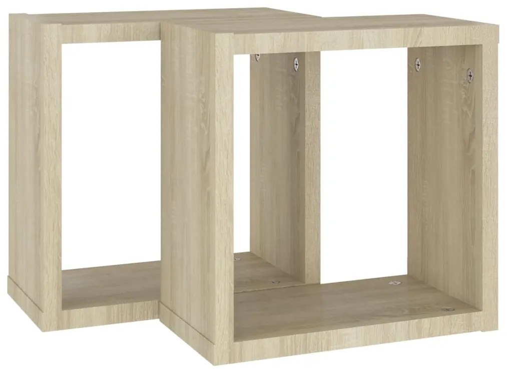 Prateleiras de parede em forma de cubo 2 pcs 30x15x30cm sonoma