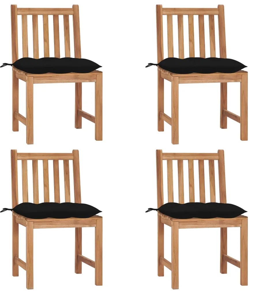 Cadeiras de jardim c/ almofadões 4 pcs madeira de teca maciça