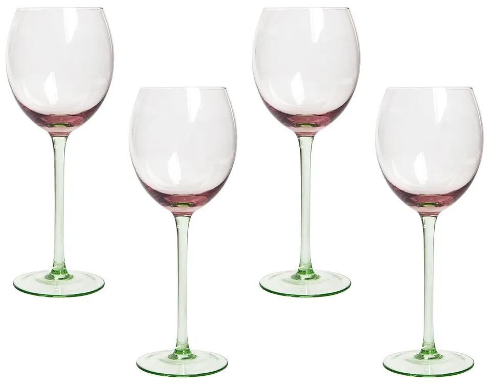 Conjunto de 4 copos de vinho em vidro rosa e verde 360 ml DIOPSIDE Beliani