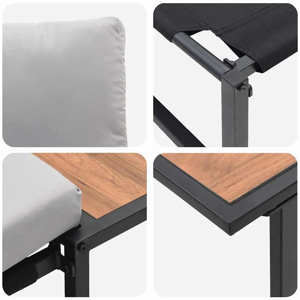 Conjunto de Sofá de Jardim VidaXL com Almofadas Cinza Claro em 3 Peças