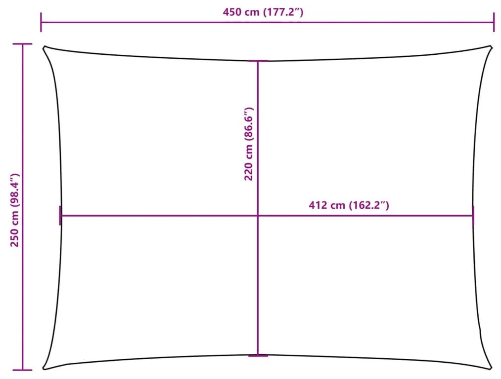 Para-sol vela tecido oxford retangular 2,5x4,5m cinza-acastanh.