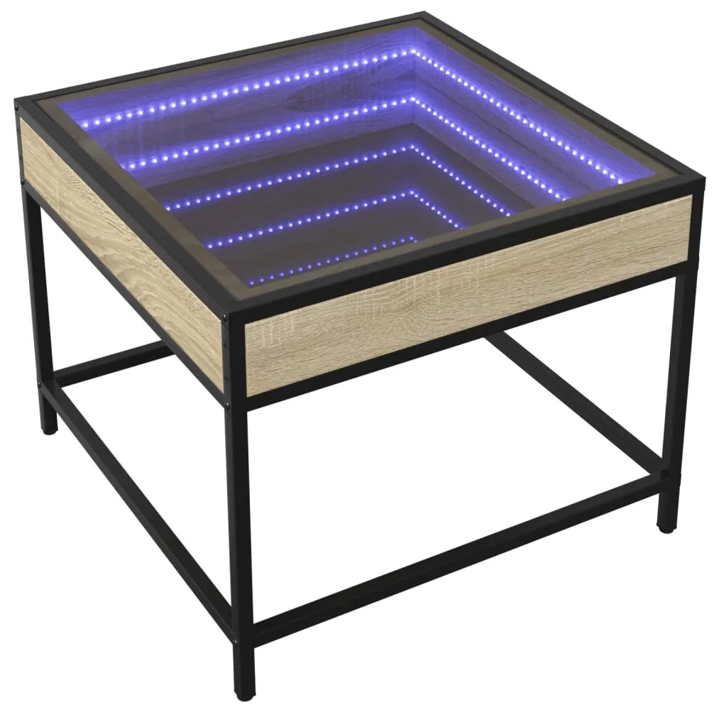 Mesa de centro luzes LED Infinity 50x50x41 cm carvalho sonoma