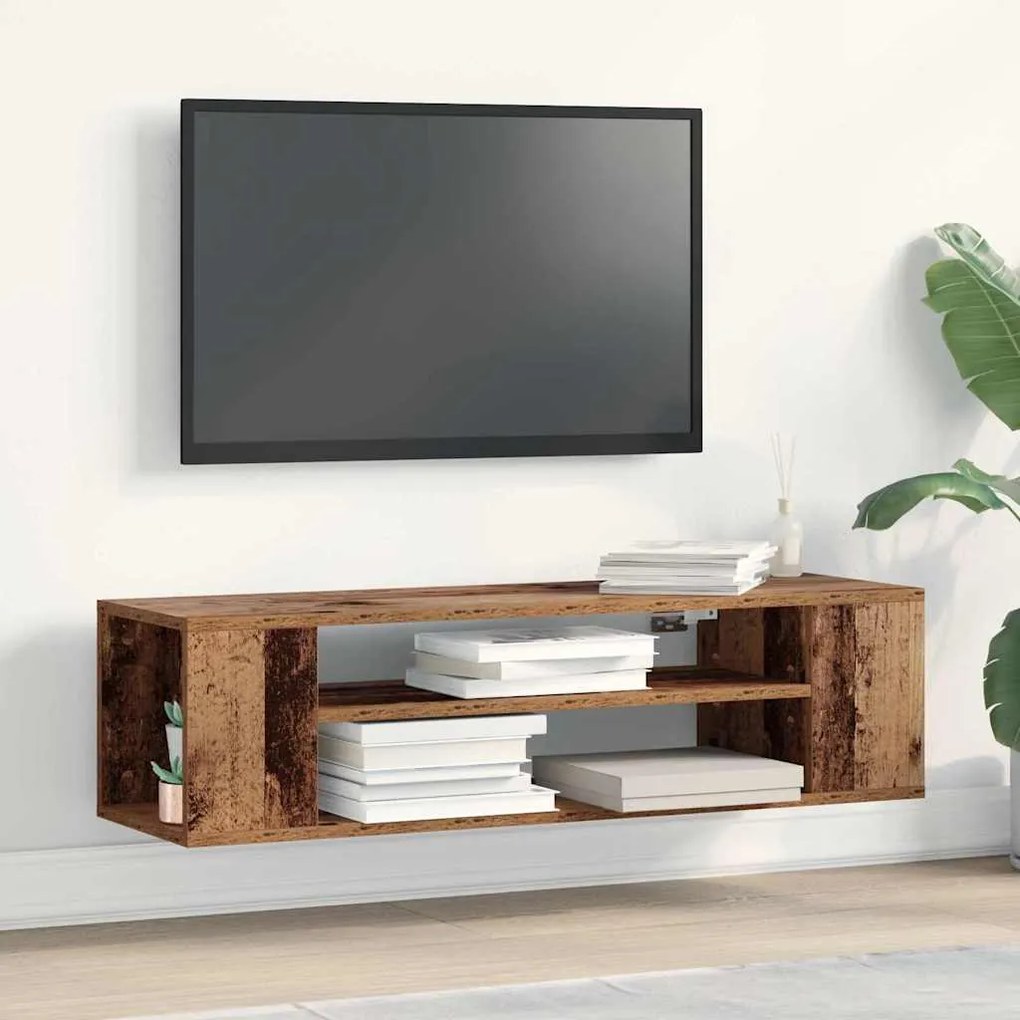 Armário de TV de Parede vidaXL em Madeira Antiga 100x30x26,5 cm em Mad