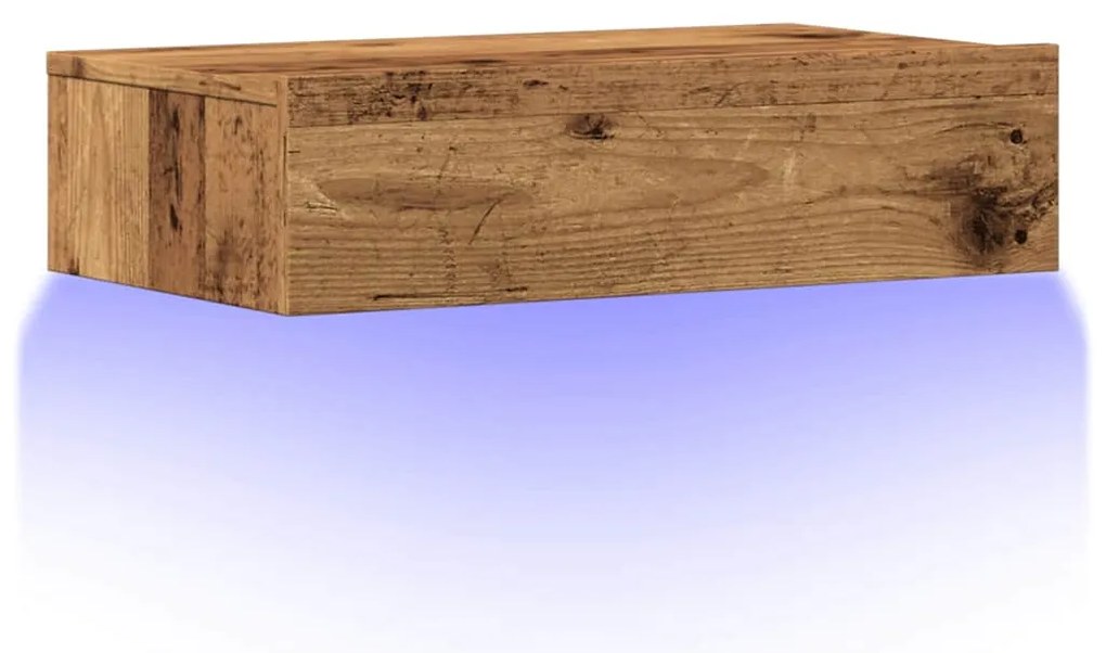 Móvel de TV com luzes LED 60x35x15,5 cm madeira velha