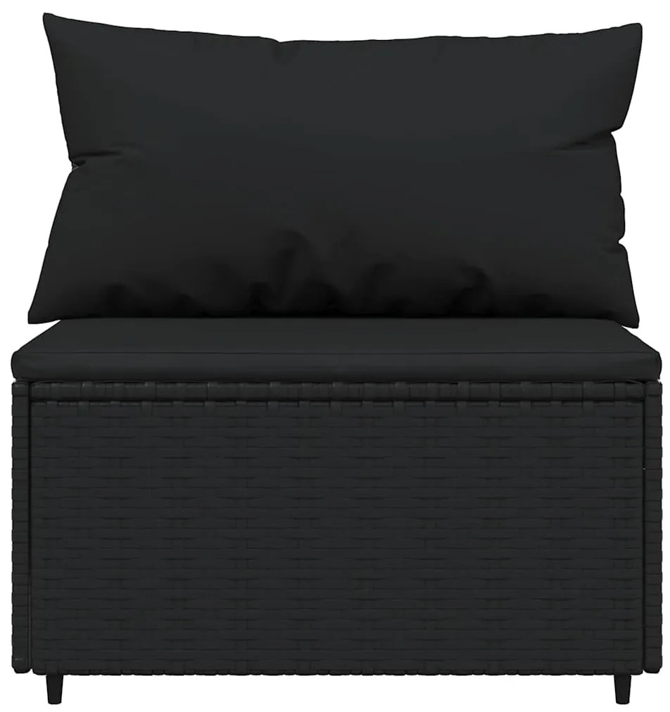 4 pcs conjunto lounge de jardim c/ almofadões vime PE preto