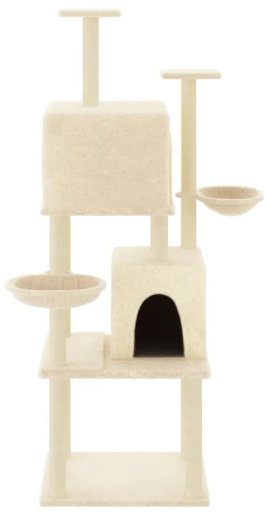 Árvore para gatos c/ postes arranhadores sisal 180 cm cor creme